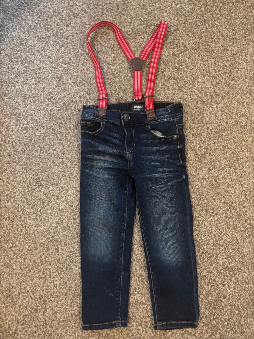 Oshkosh 3t jeans with red suspenders
